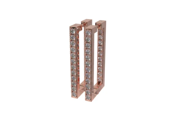 ARGOLA MIO QUADRADA GRANDE COM PAVE ROSÉ