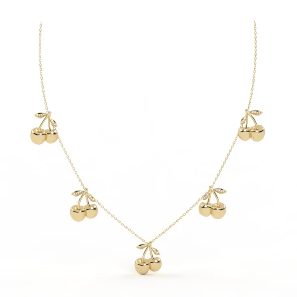 COLAR 5 CEREJINHAS PEQUENO OURO AMARELO