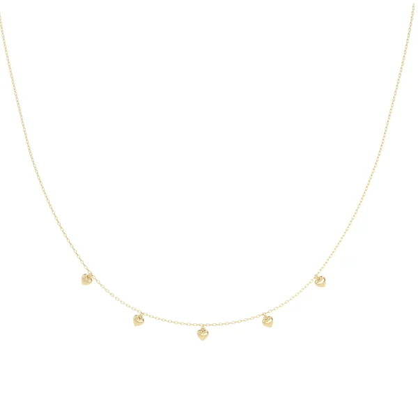 COLAR CINCO CORAÇÕES BABY OURO AMARELO