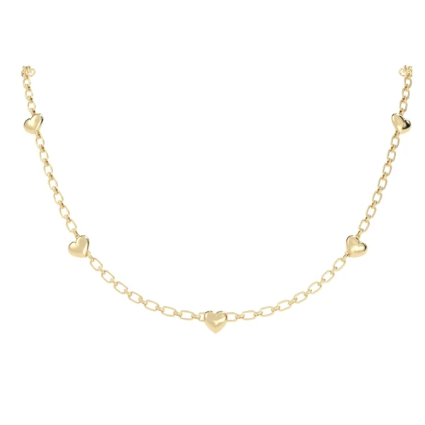 COLAR CINCO CORAÇÕES COM CLIPS MINI OURO AMARELO