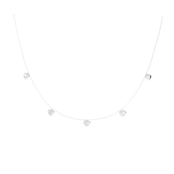 COLAR CINCO CORAÇÕES MÉDIO OURO BRANCO