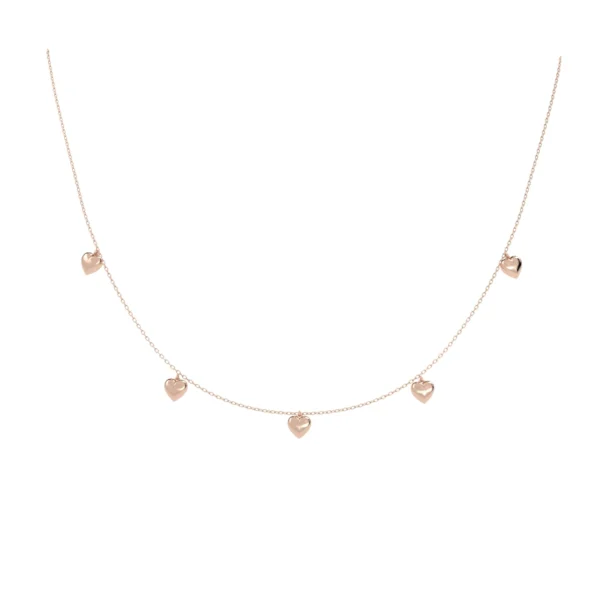 COLAR CINCO CORAÇÕES MÉDIO OURO ROSÉ