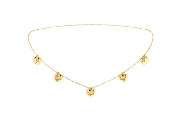 COLAR CINCO CORAÇÕES OURO AMARELO