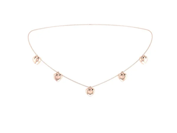 COLAR CINCO CORAÇÕES OURO ROSÉ