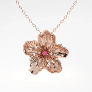COLAR FLOR DE CEREJEIRA COM RUBI OURO ROSÉ
