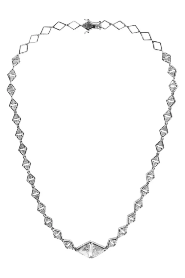 COLAR TRINITY LOSANGO DIAMANTES OURO BRANCO