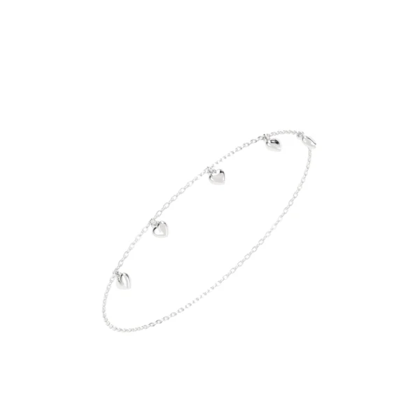 PULSEIRA CINCO CORAÇÕES BABY OURO BRANCO