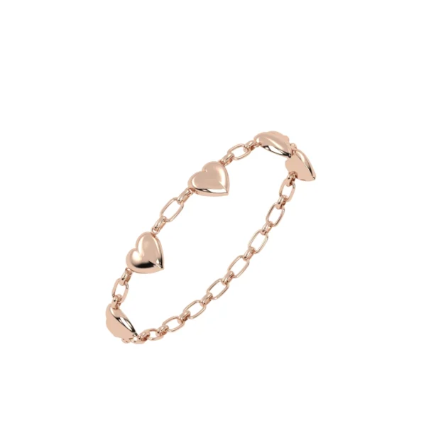 PULSEIRA CINCO CORAÇÕES COM CLIPS MINI OURO ROSÉ