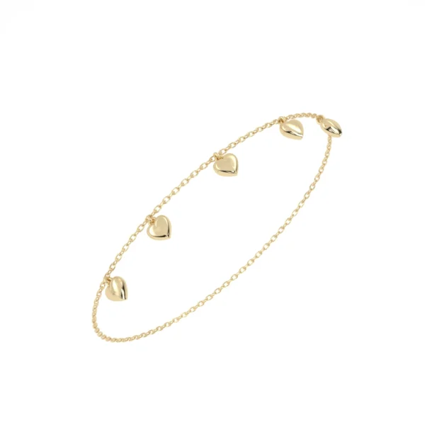 PULSEIRA CINCO CORAÇÕES MÉDIA OURO AMARELO